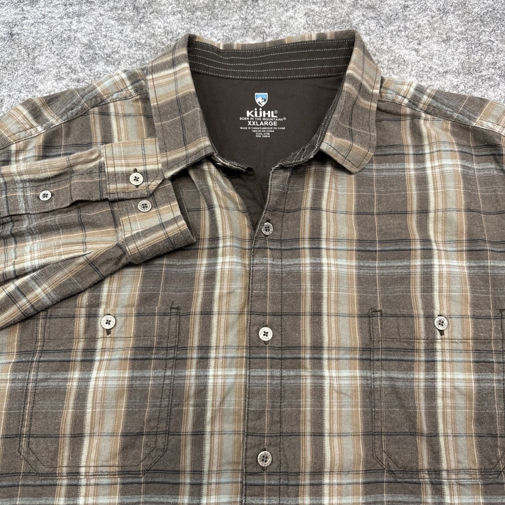 Kuhl Fugitive Flannel shirt men's XXL plaid outdoor hike camp rustic gorpcore